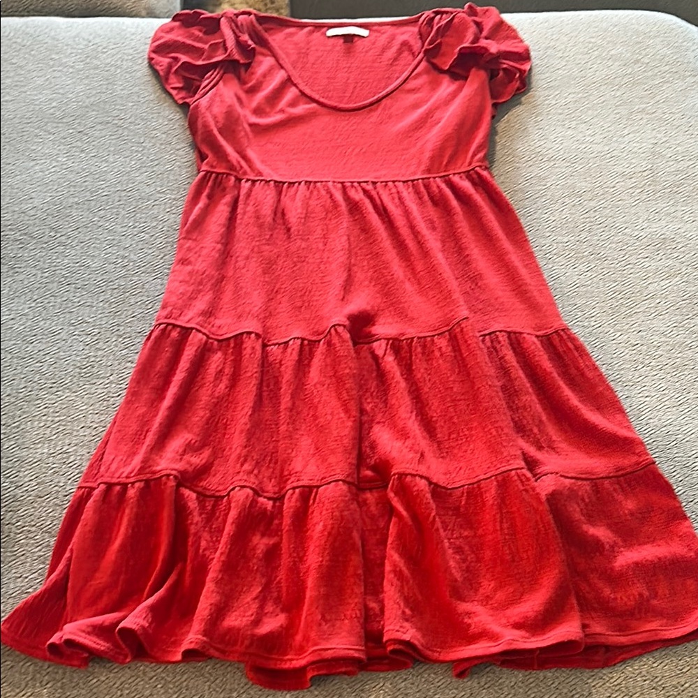 Red Tiered Ruffled XS Max Studio Dress